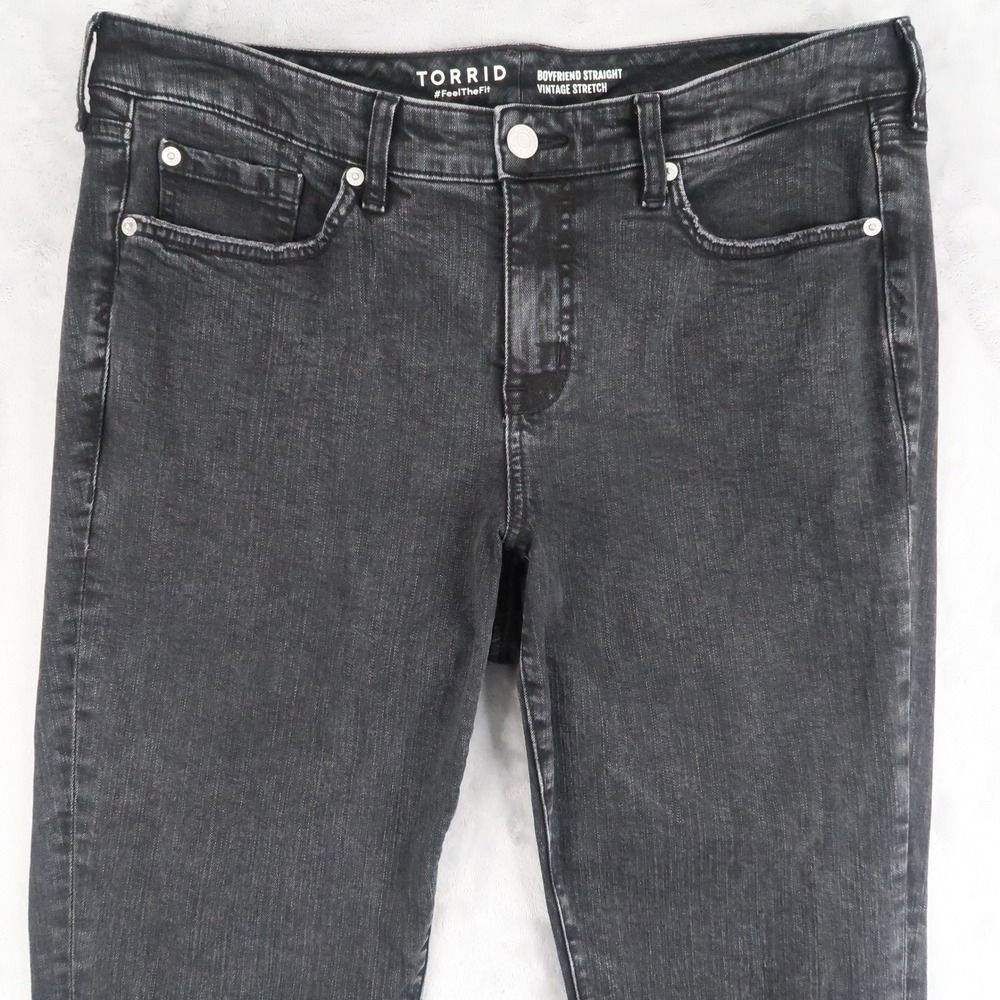 Torrid Jeans Women 14R Fits 35x29 Black Boyfriend Straight Vintage Stretch